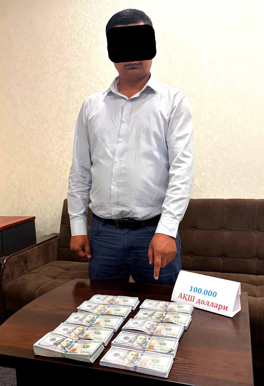 Toshkent viloyatida bank bo‘limi boshlig‘i 100 ming dollar olayotganda ushlandi